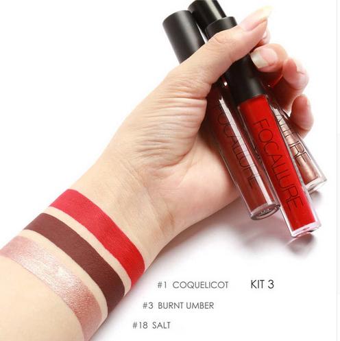 Focallure Waterproof Matte Liquid Lipstick (Pack of 3)