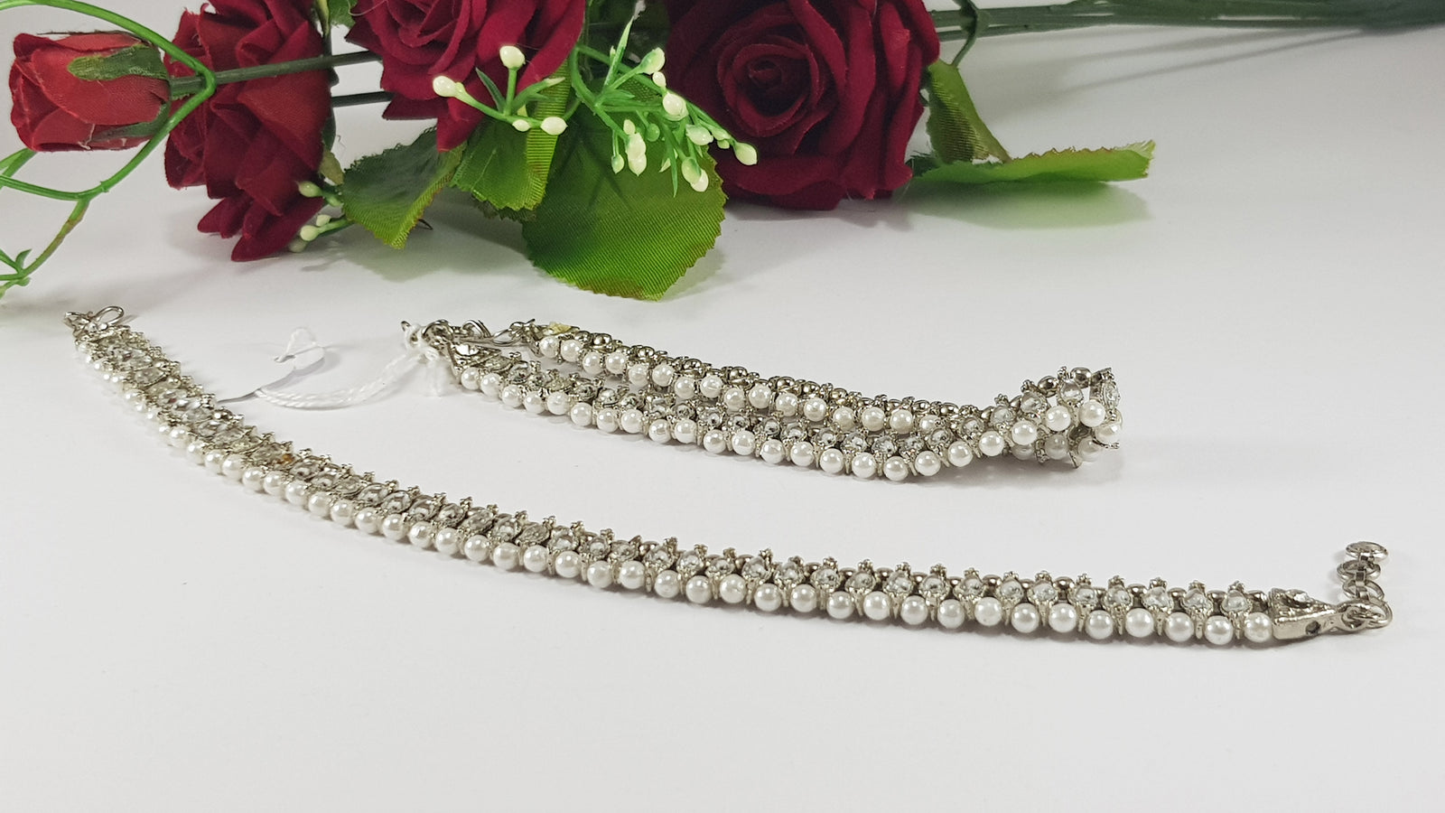 Silver Anklet with Pearls
