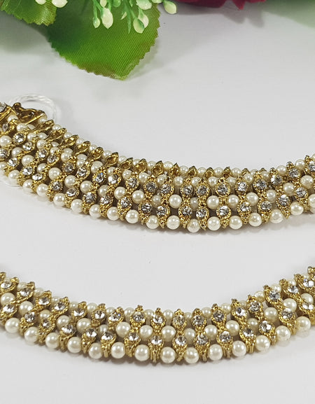 Heavy Golden Kundan Pazeb