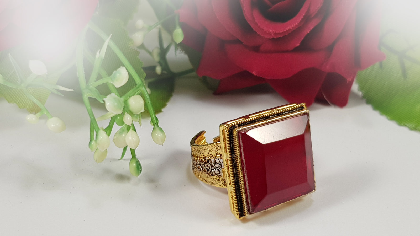 Ruby Stone Kundan Ring
