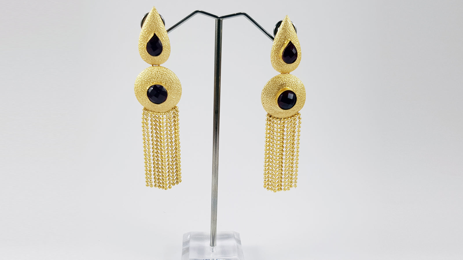 Kundan Earrings - Maroon Stones