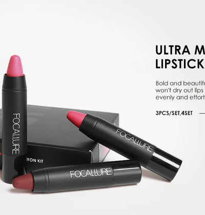 Focallure WaterProof Matt Lipstick (Pack of 3)