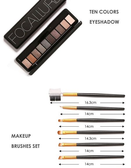 Focallure 10 Colors Eye Shadow & Brush Set