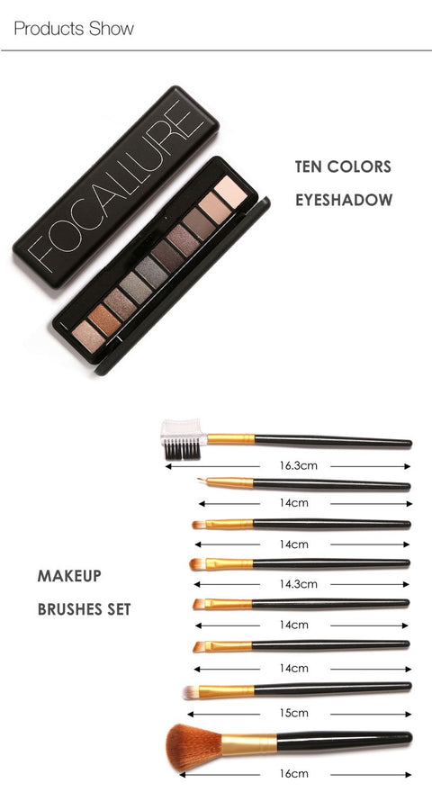 Focallure 10 Colors Eye Shadow & Brush Set