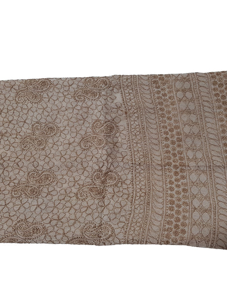Pure Silk Chikankari Shirt - Coffee