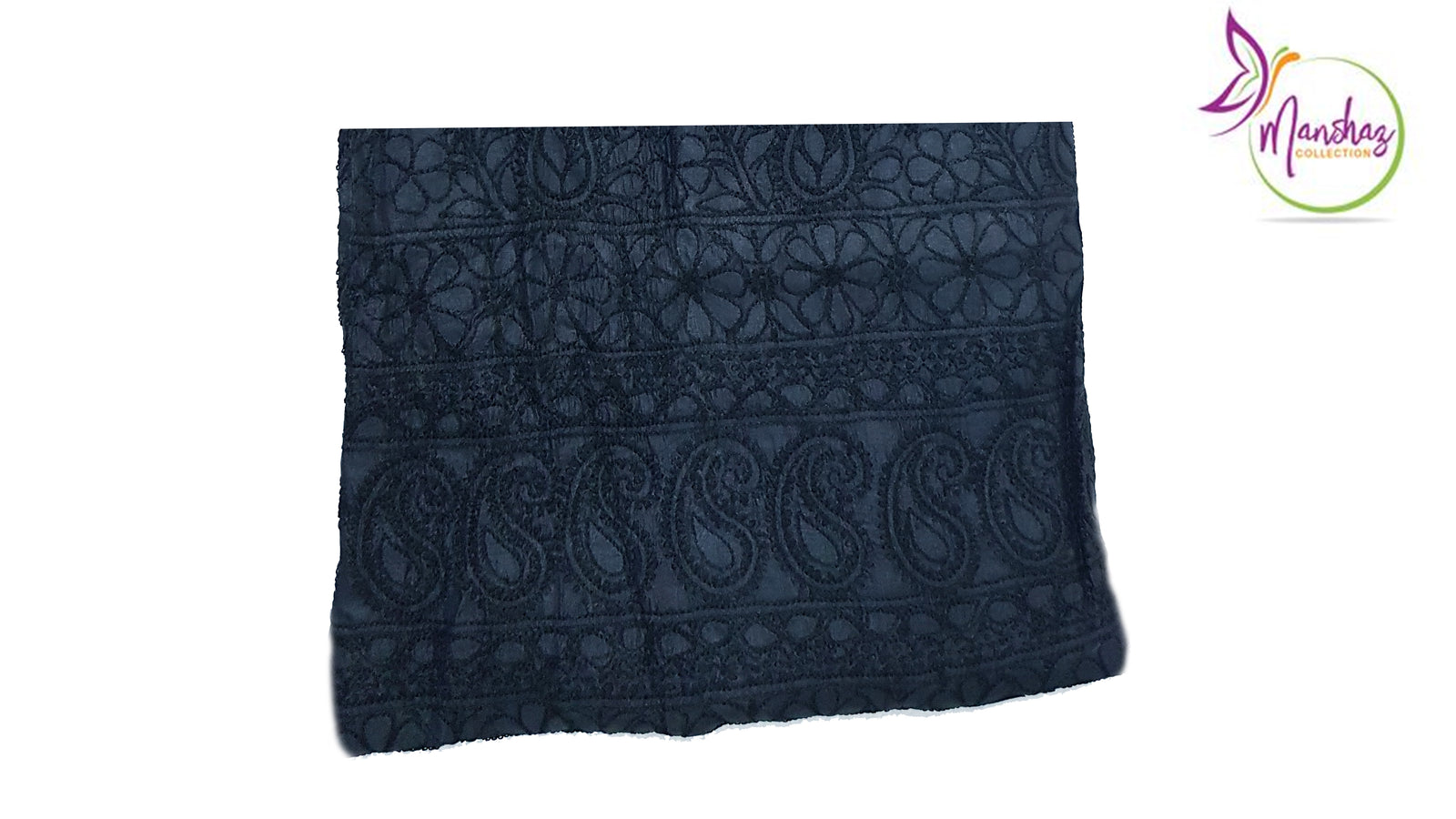 Pure Silk Chikankari Shirt - Black