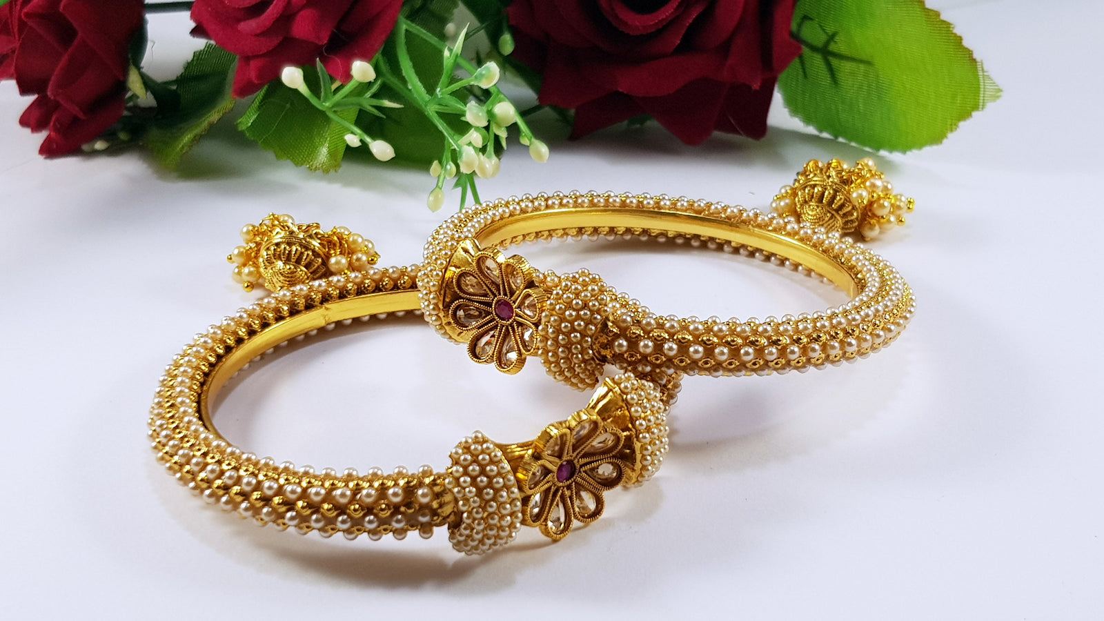 Indian Kundan Bangles with Pearls