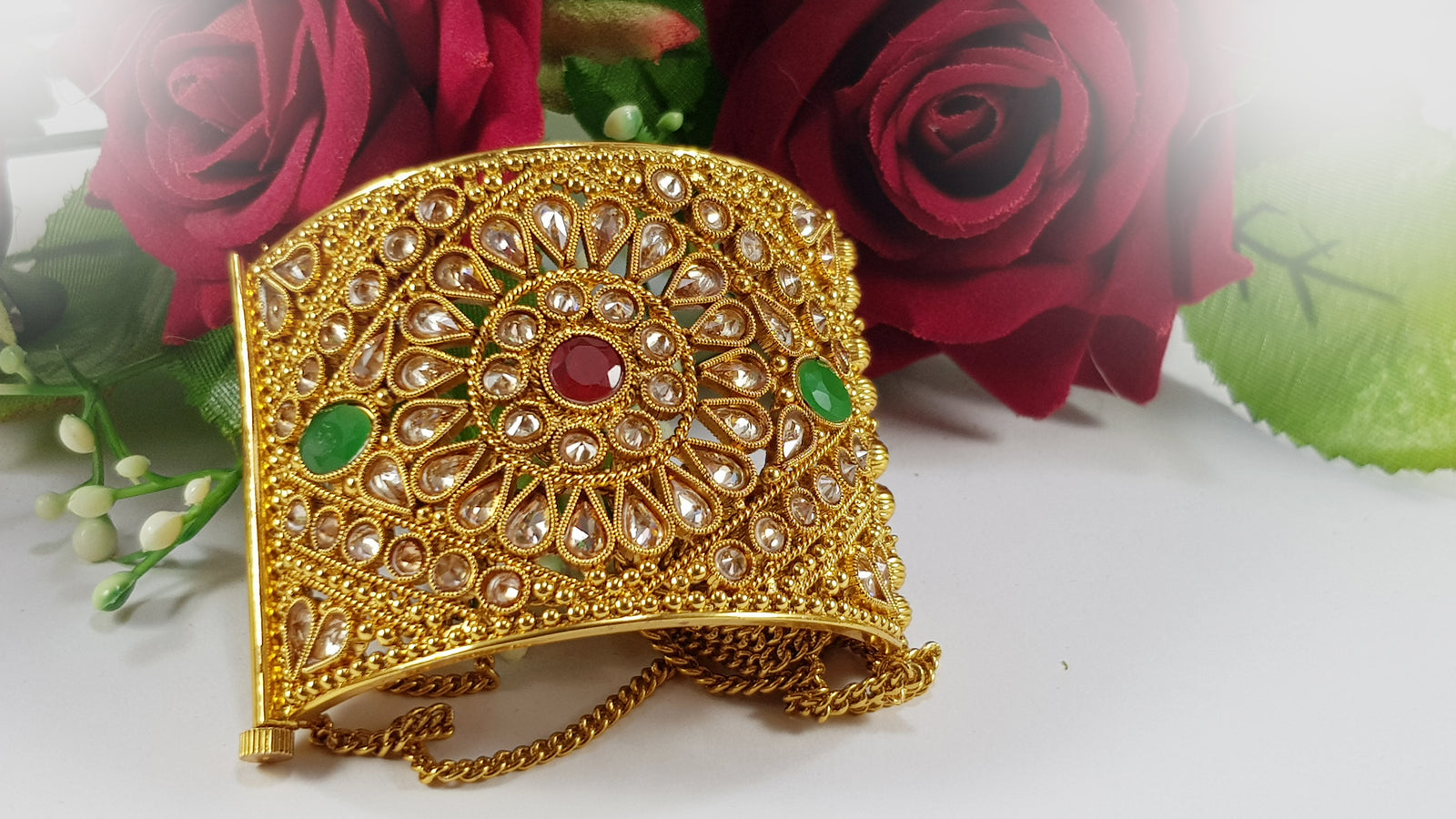 Golden Multi Stone Kundan Bracelet
