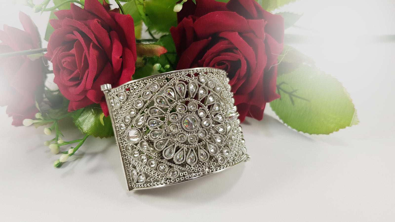 Silver Kundan Bracelet