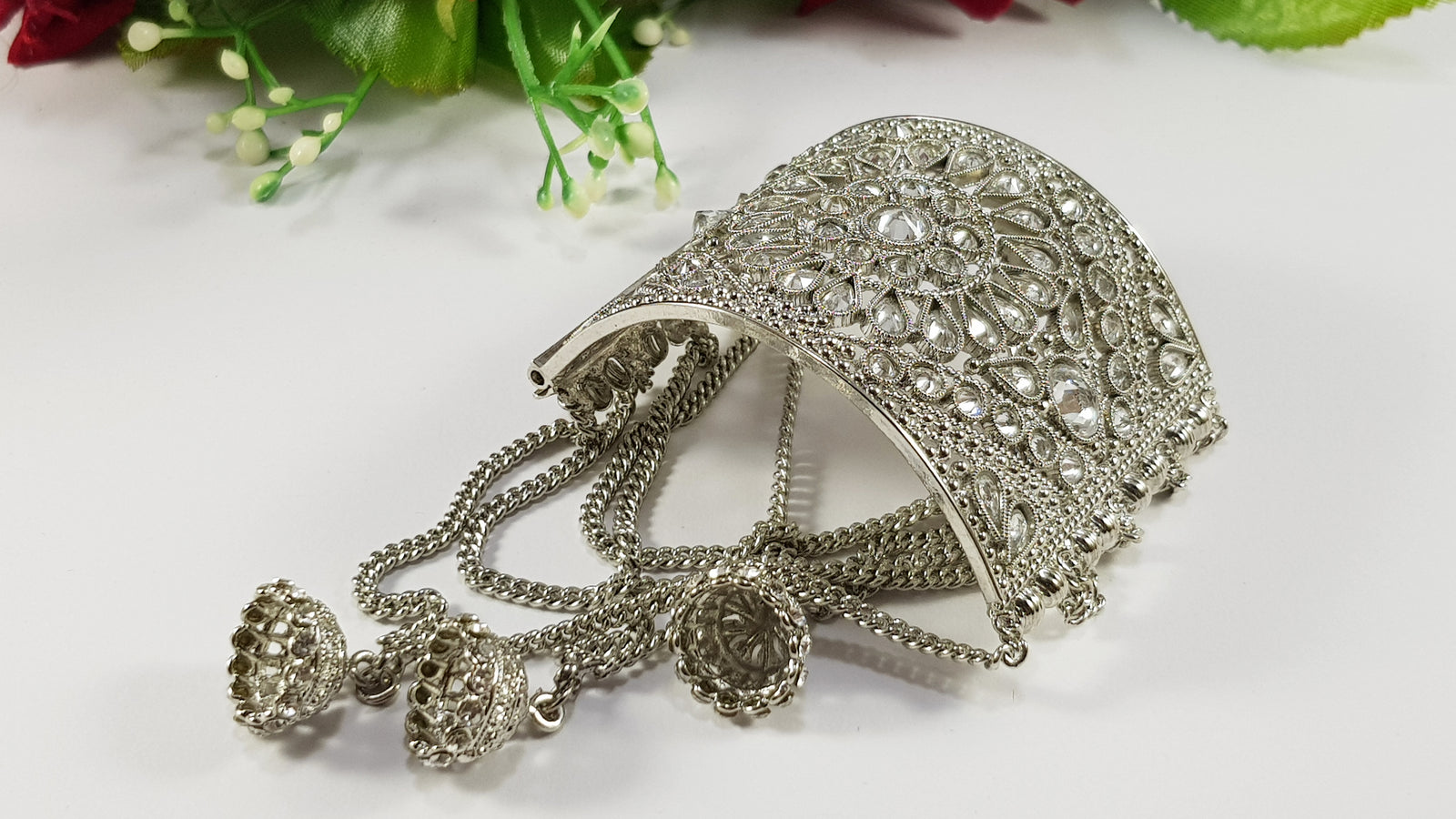 Silver Kundan Bracelet