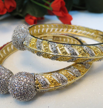 Two Tone Zircon Bangle - 1 Piece