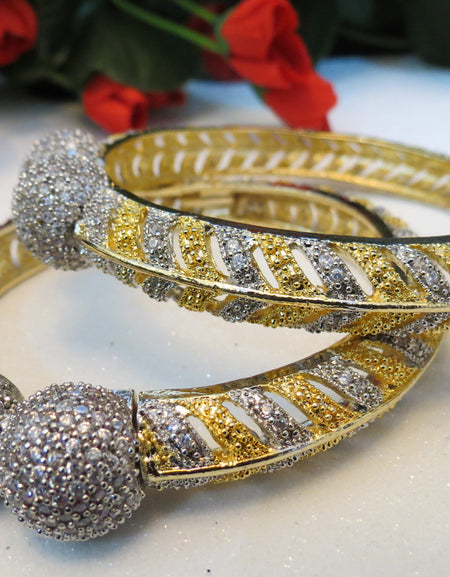 Two Tone Zircon Bangle - 1 Piece