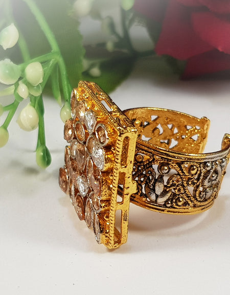 Premium Kundan Rings - Square