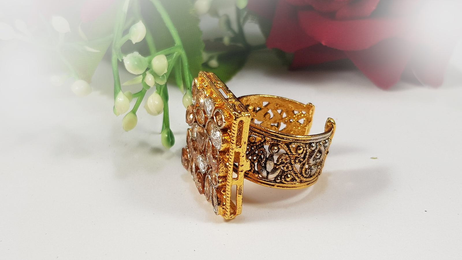 Premium Kundan Rings - Square