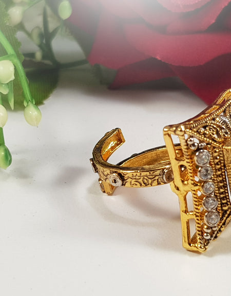 Premium Kundan Ring - Champagne