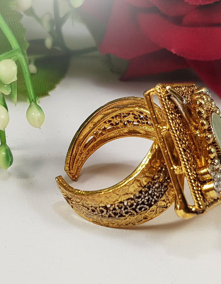 Square Ladies Ring - Kundan