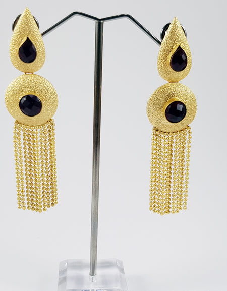 Kundan Earrings - Maroon Stones