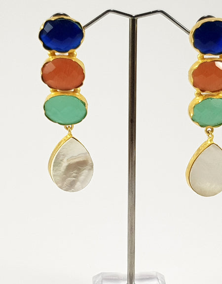 Multi Color Stones Traditional Earrings