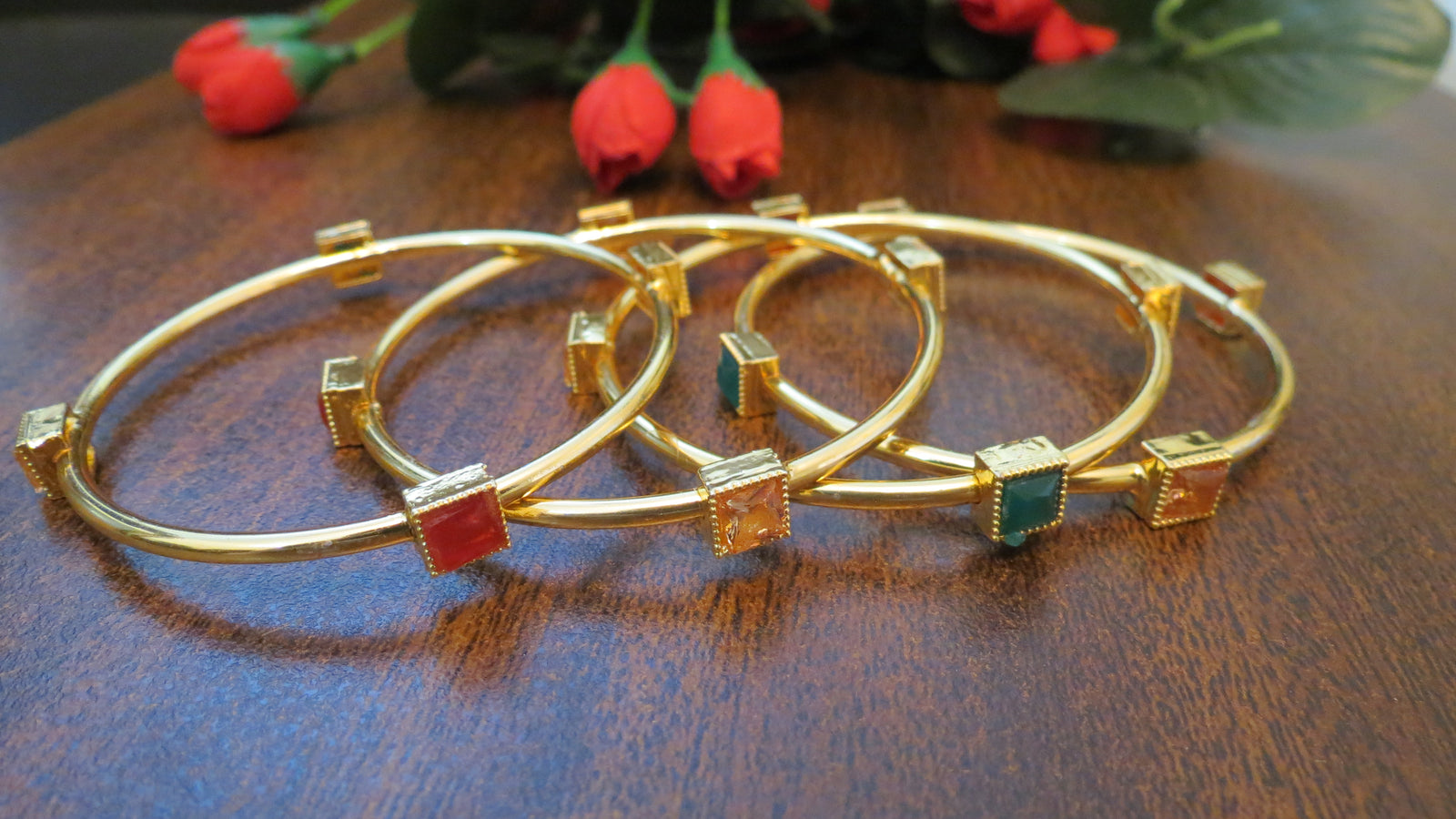 Multi Stone Kundan Bangles