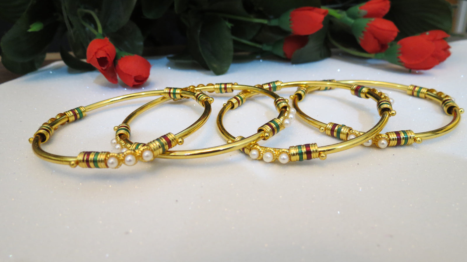 Kundan Bangles With Pearls