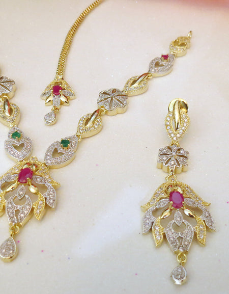 Zircon Party Set With Tika - Multi Stones