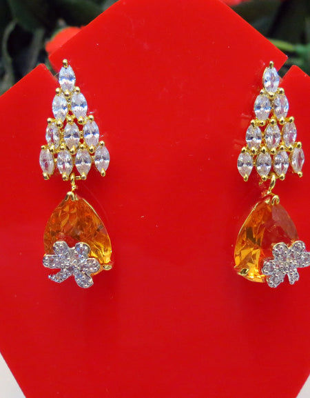 Earings with champagne and zircon