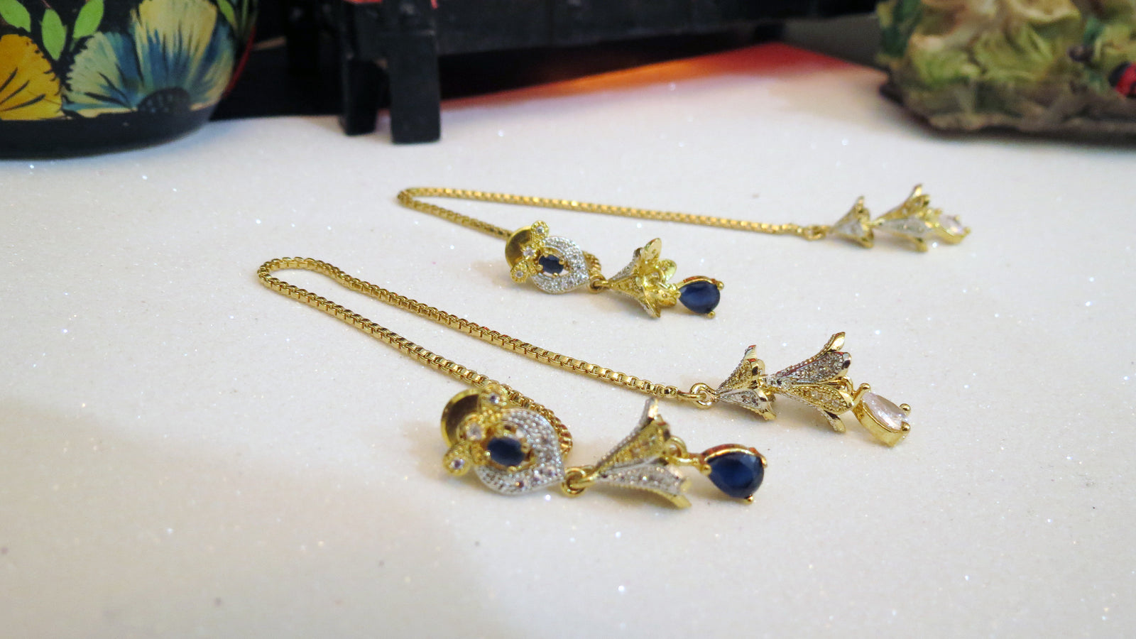 Blue Earings with Sahara